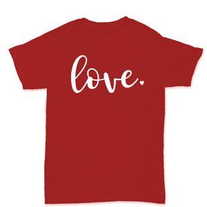 Love T-shirt Red White Cotton L for Womens Celebrate Love Valentines Day Tshirt
